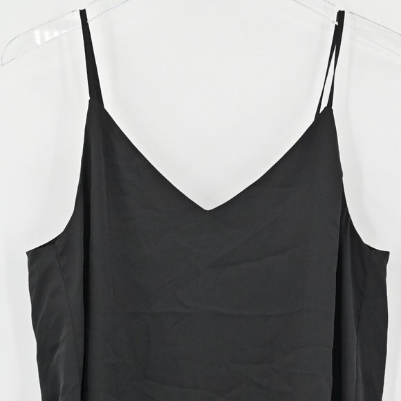 New BAR III Black Satin V Neck Camisole Reversible Bow Tie Top Womens Sz Medium - Picture 3 of 11